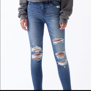 Pacsun Womens High Rise Jeggins Skinny Jeans distressed Size 26